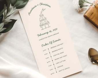 Whimsical Wedding Program Template Hand Drawn Wedding Ceremony Order Of Service Minimalist Wedding Timeline Schedule Vintage Info Cards, HD4