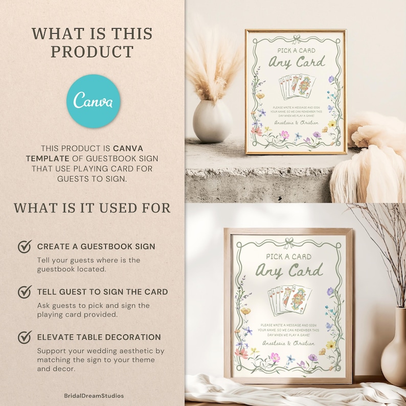 Playing Card Guest Book Sign Unique Guestbook Wedding Table Sign Pick a ...
