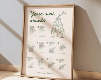 Illustrated Wedding Seating Chart Sign Printable Hand Drawn Wedding Stationery Templates Whimsical Wedding Signage Table Colorful, HD4