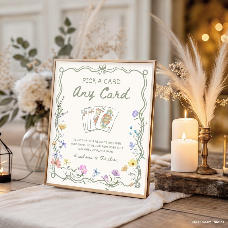 Playing Card Guest Book Sign Unique Guestbook Wedding Table Sign Pick a ...