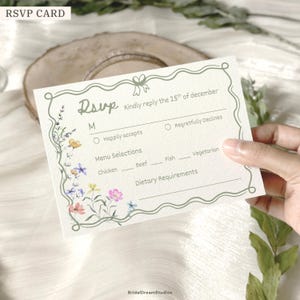 Whimsical Wildflower Wedding Invite Template Floral Wedding Invitations Canva Suite Handwritten Sage Green Wedding Stationery Bundle, WF1 image 8