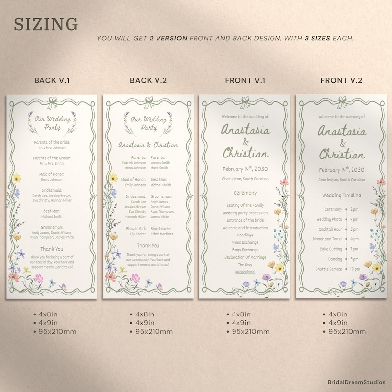 Wildflower Wedding Program Template Whimsical Pastel Floral Ceremony Wildflower Wedding Program Template Whimsical Pastel Floral Ceremony