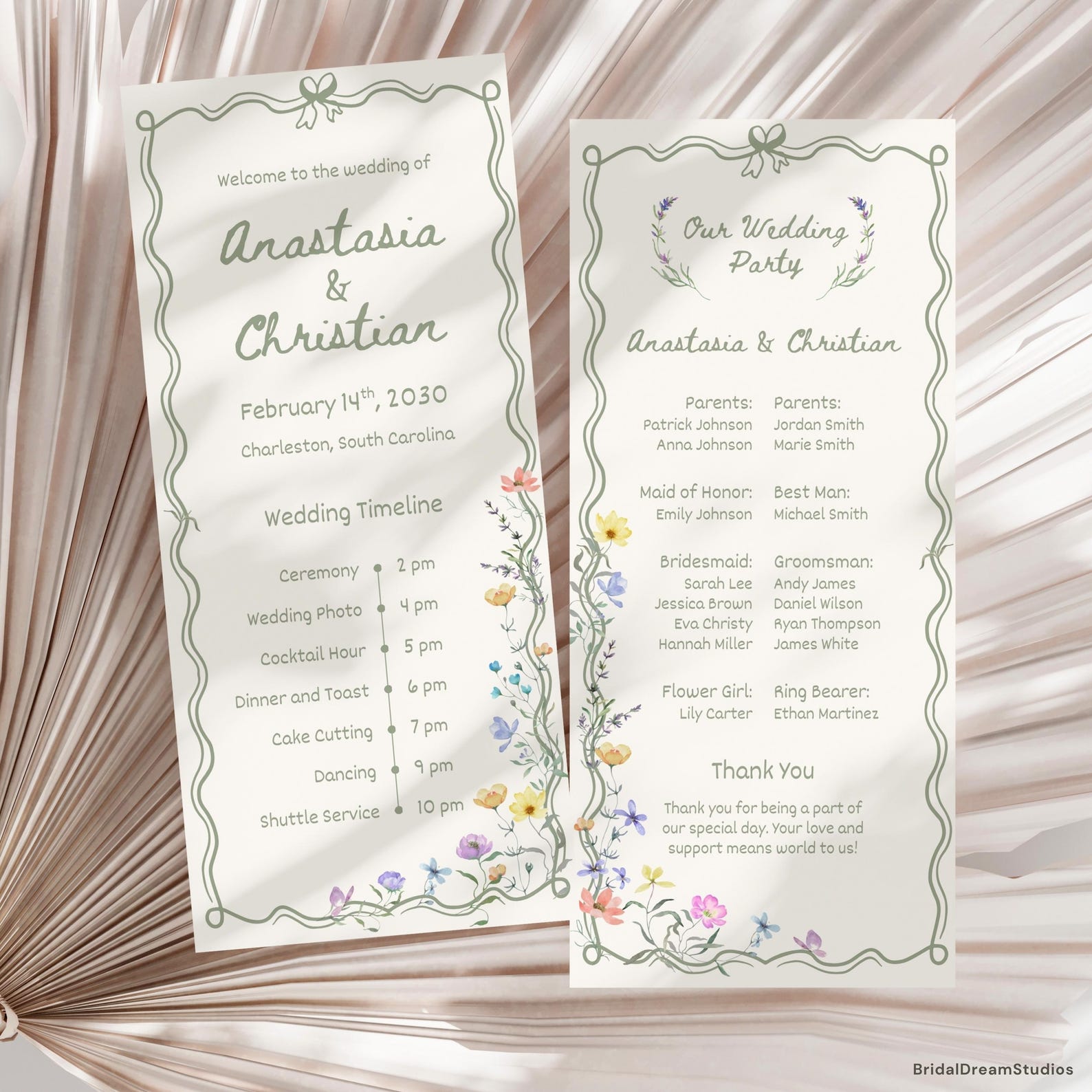 Wildflower Wedding Program Template Whimsical Pastel Floral Ceremony ...