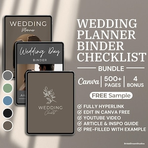 Wedding Bundle Template Printable Wedding Checklist Timeline Wedding Program Templates Canva Wedding Planning Planners Wedding Day Of Binder