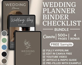 Wedding Bundle Template Printable Wedding Checklist Timeline Wedding Program Templates Canva Wedding Planning Planners Wedding Day Of Binder