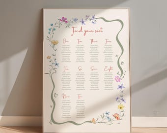 Wildblumen Hochzeit Sitzplan Vorlage Garten Sitzplan Hochzeit Beschilderung Moderne Blumen Sitzplan Skurril Finden Sie Ihren Platz Sitzplan WF2