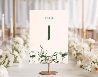 Wedding Table Numbers Template Whimsical Wedding Sign Printable Canva Hand Drawn Table Seating Number Illustration Wedding Reception, HD4