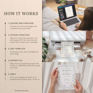 Whimsical Wildflower Wedding Invite Template Floral Wedding Invitations Canva Suite Handwritten Sage Green Wedding Stationery Bundle, WF1 image 20