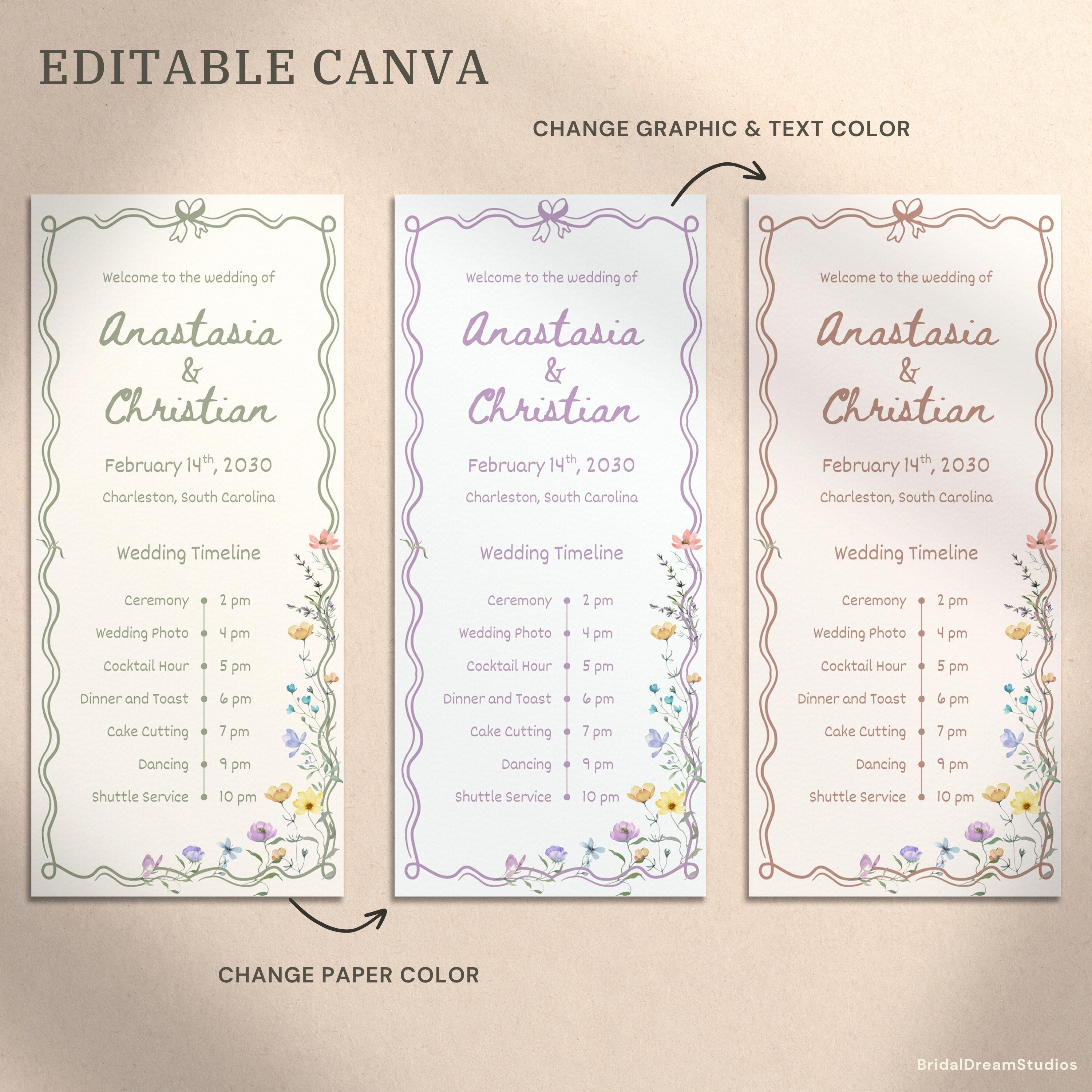 Wildflower Wedding Program Template Whimsical Pastel Floral Ceremony ...