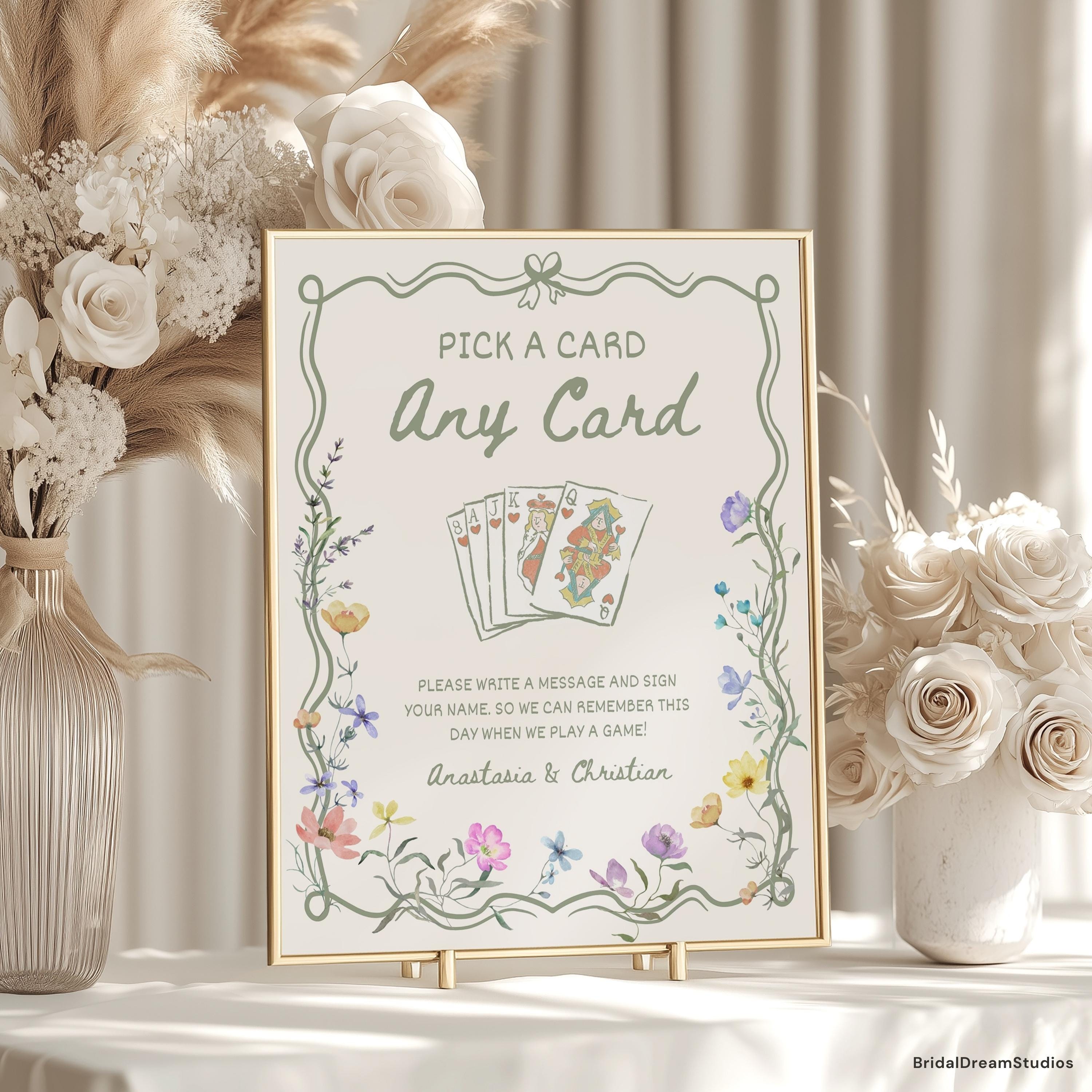 Playing Card Guest Book Sign Unique Guestbook Wedding Table Sign Pick a ...