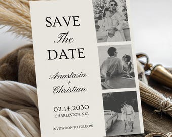 Save The Date Wedding Invitation Photo Minimalist Wedding Invite Elegant Wedding Stationary Cards Templates Modern Wedding Announcements MN3