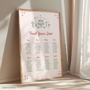 Hand Drawn Wedding Seating Chart Template Find Your Seat Wedding Sign Illustration Colorful Wedding Signage Whimsical Wedding Stationary HD3