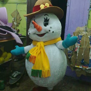 Disfraz de mascota de Navidad de Snowgirl para fiesta de Halloween, eventos, fiestas, botarga