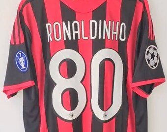 Ronaldinho en 2009-2010 • Maillot de football vintage Ronaldinho • Maillot rétro de l'AC Milan • Maillot de football de la Ligue des champions