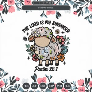 psalm embroidery designs, sheep christian machine digital embroidery designs, bible verse embroidery pattern, 3 SIZE - Instant downloads