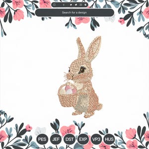 bunny embroidery designs, easter bunny machine digital embroidery designs, cute bunny embroidery pattern, 3 SIZE - Instant downloads file