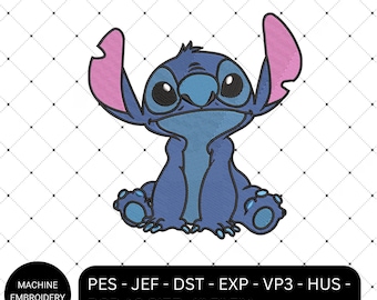 Blue Alien Embroidery Design: Character Machine Pattern (3 Size - Digital Download)