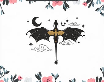 Dragon Embroidery Design: Bookish Machine Pattern (3 Sizes) (Digital Download)