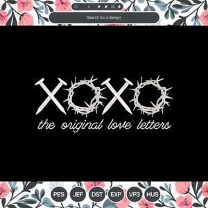 Diseños originales de bordado de cartas de amor, diseños de bordado digital a máquina XOXO, patrón de bordado de San Valentín, 3 TAMAÑOS - Archivo instantáneo