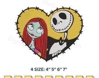 Halloween Movie embroidery designs, Halloween Character machine embroidery designs, Nightmare couple embroidery , 4 SIZE - Instant downloads