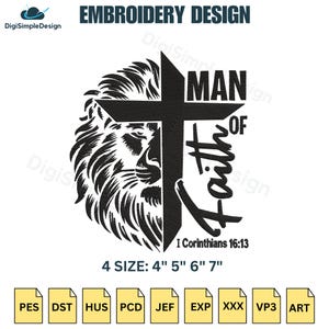 Man of God embroidery designs, Bible verse machine digital embroidery designs, Christian embroidery pattern, 4 SIZE - Instant downloads
