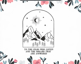 Bookish Embroidery Design: Fantasy Stars Machine Pattern (3 Size - Digital Download)