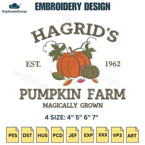 Halloween Kürbis Bauernhof Stickdatei, 4 Größen (Digitaler Download)