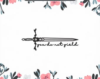 You Do Not Yield Sword Embroidery Design: Bookish Fantasy Pattern (3 Sizes) (Digital Download)