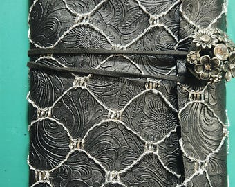 Handmade Black Embossed Leather "Izzy" Journal