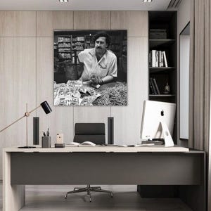 Pablo Escobar schilderen met groot geldkartel, Pablo Escobar Art, premium canvas, wanddecoratie, pop, motivatie, moderne muurkunst, thuis, kantoorinrichting