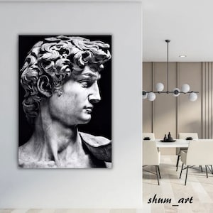 Pintura premium de la estatua de David, grafiti de la estatua de David, pintura de David, escultura de David, David de Miguel Ángel, arte de la mitología griega, decoración de la habitación y la oficina