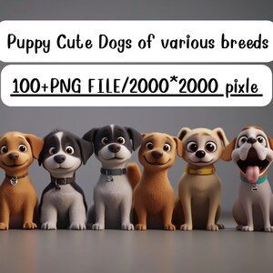 Puppy Cute Dogs of Various Breeds - Hand-Drawn Digital Illustrations