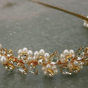 Trendy Pearl Rhinestone Bridal Crown with Diamond Tiaras