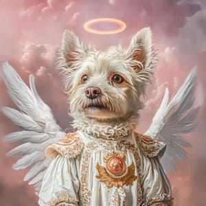 Pet Memorial Keepsake – Dog Loss Gift – Angel Wings Art – Rainbow Bridge Tribute – Dog Heaven Canvas – Remembrance Gift for Pet Lovers