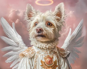 Angel Wings Pet Portrait: Custom Dog Memorial Canvas Art