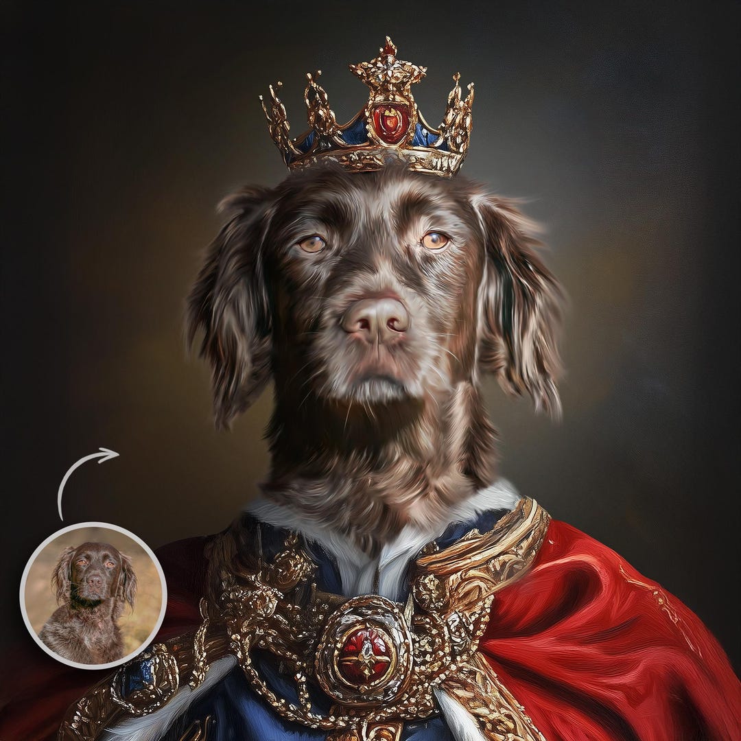 Custom Royal Pet Portrait: Regal Dog and Cat Canvas Art - Etsy