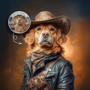 Custom Pet Portrait in Unique Costumes – Funny Dog & Cat Art Print – Personalized Pet Gift for Pet Lovers – Digital Pet Illustration