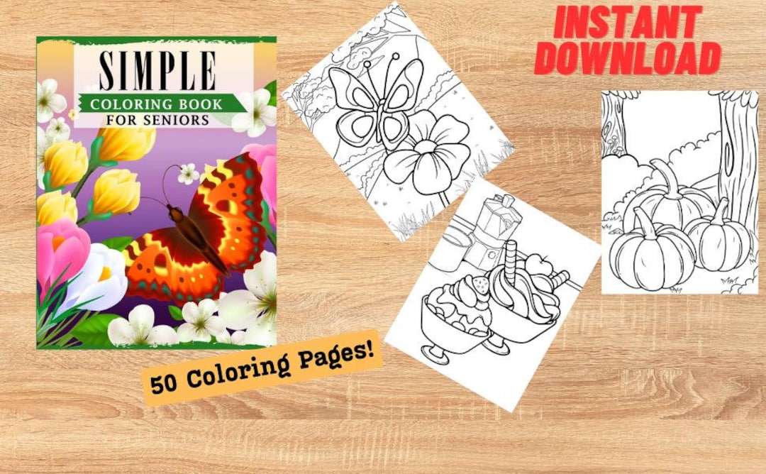 Simple Coloring Pages for Seniors - Etsy