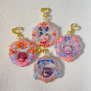 Love and Deepspace Shaker Keychain, Cute Acrylic Keychain, Xavier Zayne Rafaye Sylus Caleb, Cute Acrylic Keyring, Fan Art Gift