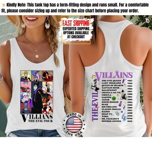 Camiseta sin mangas de villanos de Disney, camiseta retro del Club de las Brujas Malvadas, camiseta vintage de Halloween con vacaciones en los parques de Disney de Úrsula, Maléfica y la Reina Malvada. imagen 3