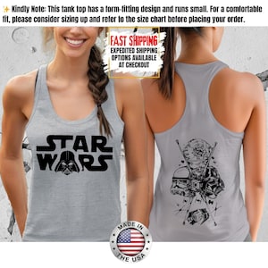 Disney Star Wars Tank Top, Mandalorian Tank Tee, Galaxy's Edge/Darth Vader Women Racerback and Men Tank Top image 9