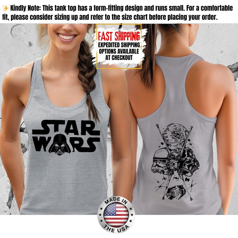 Disney Star Wars Tank Top, Mandalorian Tank Tee, Galaxy's Edge/Darth Vader Women Racerback and Men Tank Top image 9