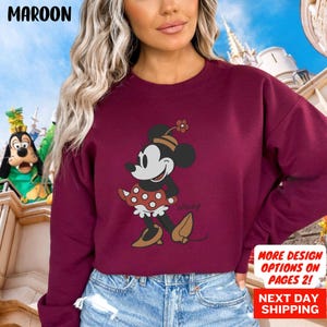 Disney Classic Minnie Mouse Pose Sweatshirt, Minnie Sweatshirt, Disneyland Holiday Vacation Sweatshirt, Disney Retro Sweatshirt image 6