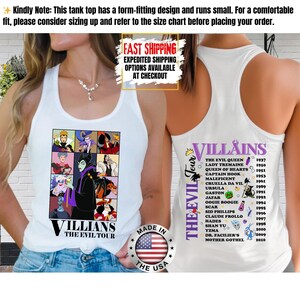 Camiseta sin mangas de villanos de Disney, camiseta retro del Club de las Brujas Malvadas, camiseta vintage de Halloween con vacaciones en los parques de Disney de Úrsula, Maléfica y la Reina Malvada. imagen 4