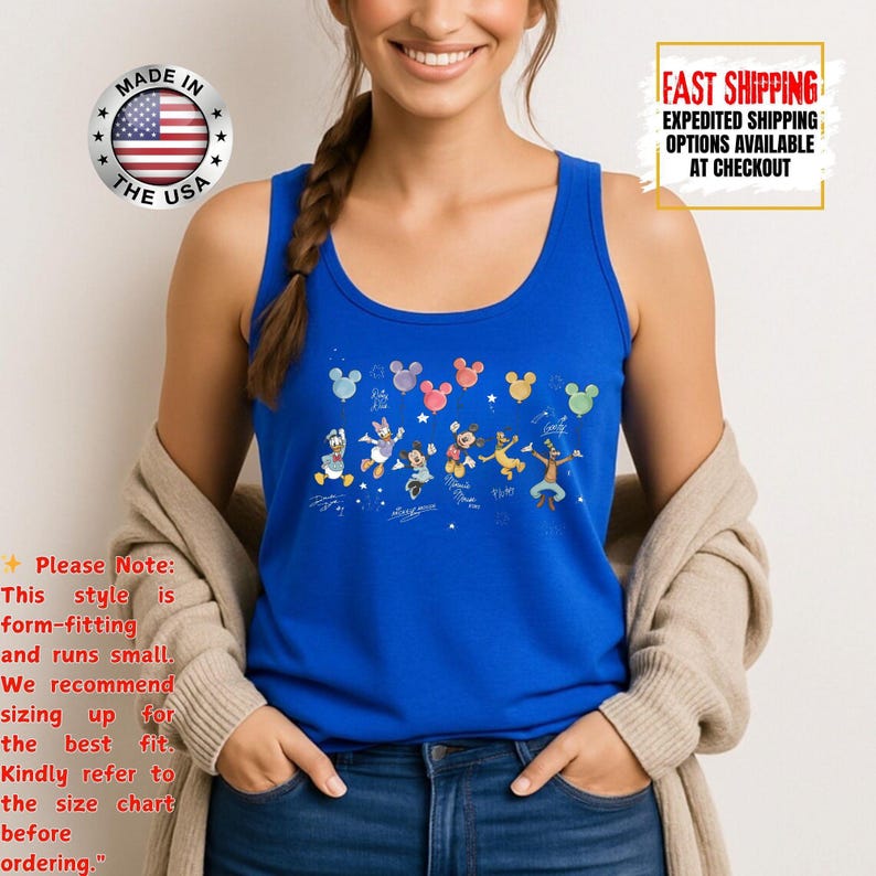 Retro Disney Mickey And Friends Signatures Tank Top, Disney Vacation Tank Top, Magic Kingdom Disneyland Tee, Disneyworld Shirt bild 8