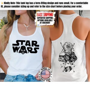 Disney Star Wars Tank Top, Mandalorian Tank Tee, Galaxy's Edge/Darth Vader Women Racerback and Men Tank Top image 1