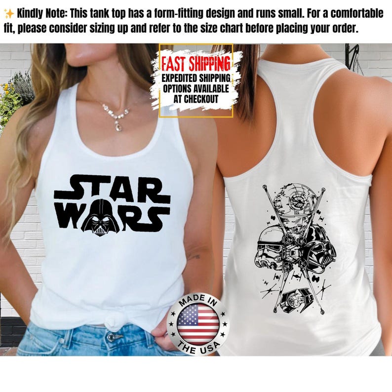 Disney Star Wars Tank Top, Mandalorian Tank Tee, Galaxy's Edge/Darth Vader Women Racerback and Men Tank Top image 1