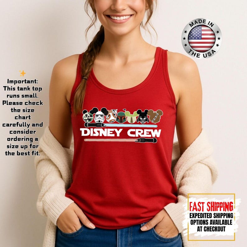 Disney Crew Star Wars Tank Top, Mandalorian Tank Tee, Galaxy's Edge/Darth Vader Women Racerback and Men Tank Top image 17