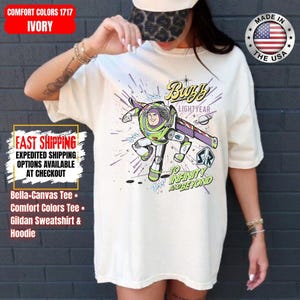 Retro Buzz Lightyear To Infinity And Beyond Shirt, Toy Story Pixar Disney Tee, Space Ranger Shirt, Disneyland Family Trip Matching afbeelding 6