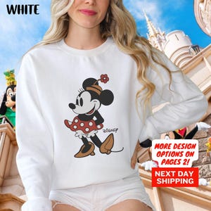 Disney Classic Minnie Mouse Pose Sweatshirt, Minnie Sweatshirt, Disneyland Holiday Vacation Sweatshirt, Disney Retro Sweatshirt image 2